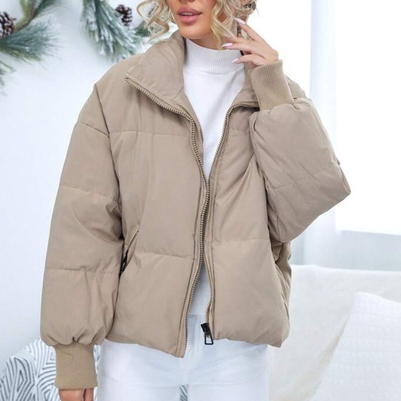 SHEIN Jackets & Blazers - SHEIN Drop Shoulder Zip Up Puffer Jacket